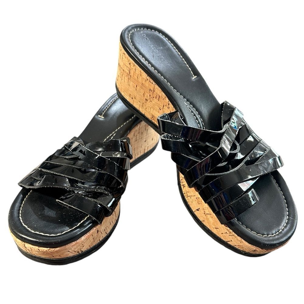 Donald J. Pliner Sheena Black Strappy Wedge Sandal Sz 8.5